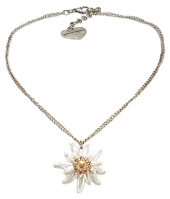 Produktbild von Alpenflüstern Metall-Trachtenkette Greta mit Strass-Edelweiß groß - Damen-Tracht