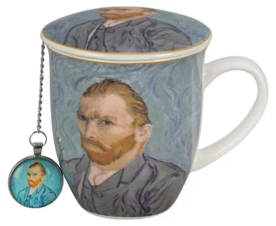 Produktbild von DUO ART GALLERY Becher 400 ml mit Teesieb PORTRAIT OF Van Gogh, New Bone China Porzellan
