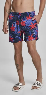 Image de Short de bain pour homme Urban Classics Pattern, bleu/rouge - S