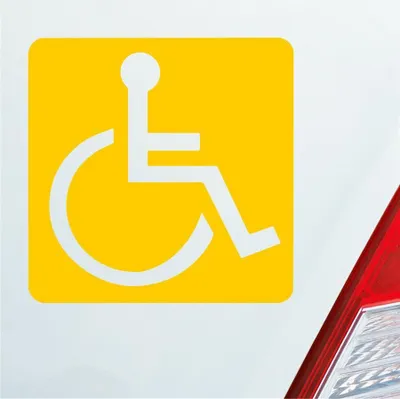 Produktbild von Auto Aufkleber Rollstuhlfahrer Warnhinweis Rollstuhl 10,5x10,5 cm Gelb Sticker Heckscheibenaufkleber