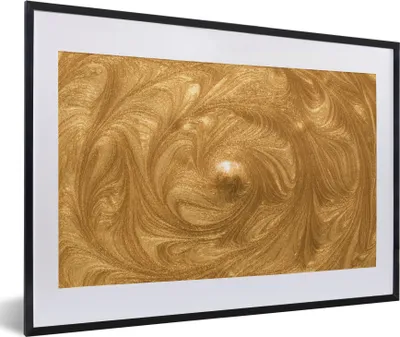Produktbild von MuchoWow® MuchoWow® Gerahmtes Poster Kreis - Golden - Farbe 60x40 cm - Poster mit zchwarzem Bilderrahmen - Schlafzimmer - Plakat in Rahmen - Drucken