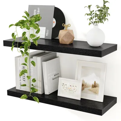 Produktbild von Wandregal Holz Schwarz, 60 cm, 2er-Set, 23,5 cm Breit