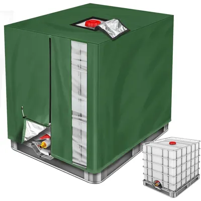 Produktbild von IBC Tank Abdeckung 1000L Grün 420D Oxford Wasserdicht UV-Schutz mit Reißverschluss 120x100x116cm