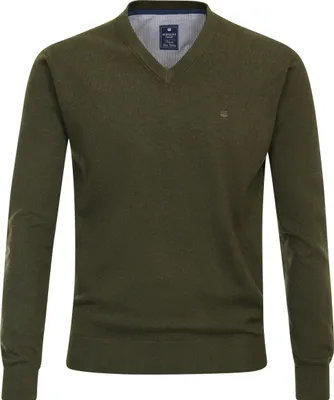 Produktbild von REDMOND Casual Herren Pullover Langarm V-Ausschnitt Regular-Fit Olivgrün XL
