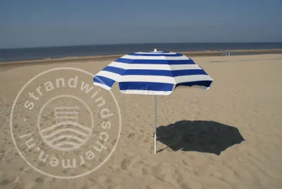 Image de Parasol de plage bleu cobalt/blanc en Polyacrylique, Ø 180 cm, parasol de camping