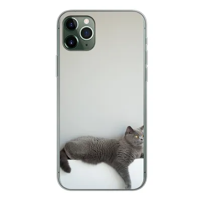 Produktbild von MuchoWow® Handyhülle Schutzhülle Hülle für iPhone 11 Pro Max Katze - Britisch Kurzhaar - Grau - Mädchen - Kinder - Jungen - Kinder Silikon Softcase Handy Hülle - Schutz