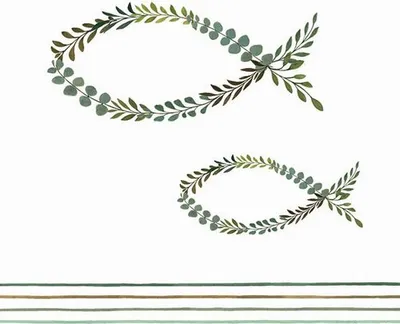 Produktbild von RP 20 Servietten Communion Fish - Fische aus Blätter 33x33cm