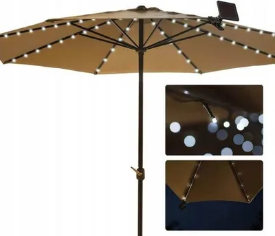 Image de Lampe solaire sous un parasol de jardin