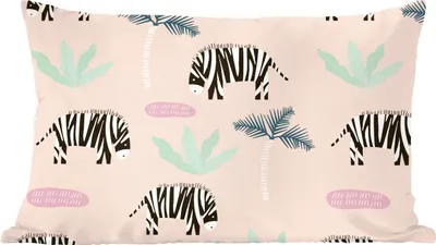 Produktbild von MuchoWow® Zierkissen Sofakissen Wohnzimmer Dekokissen 50x30 cm Zebra - Baum - Pastell - Wohnzimmerdekoration - Polster mit Photo