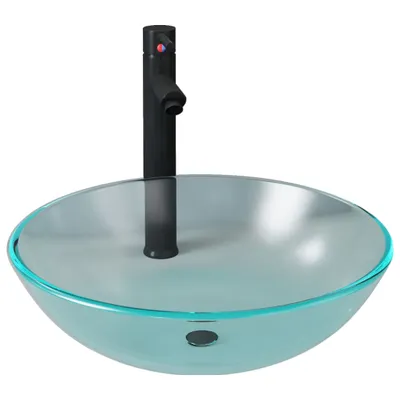 Image de vidaXL Robinet de lavabo de salle de bains Garniture de vidage en verre mat