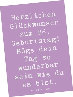 Produktbild von Mr. & Mrs. Panda Grußkarte Spruch 86. Geburtstag - Lavendeltraum - Geschenk, Leben feiern, Glückwünsche, Meilenstein, Postkarte, Happy Birthday, Postkarten, Glückwunsch