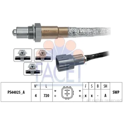 Produktbild von FACET Lambdasonde für TOYOTA Yaris Schrägheck (P9) nach-Kat Beheizt Planarsonde 720mm 10.8274
