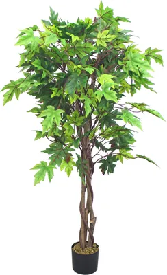 Image de Erable Plante Arbre Artificielle Artificiel Plastique 130cm avec Bois Véritable Domaine Interne Decovego