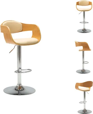 Imagen del producto de vidaXL Taburete de bar color crema, con estructura de madera y tapizado de cuero sintético