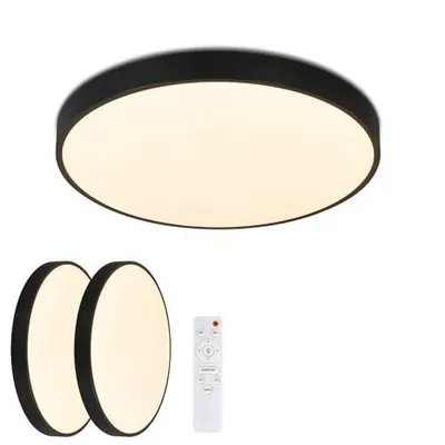 Produktbild von ZMH 2ER LED Deckenleuchte Rund Deckenlampe Dimmbar mit Fernbedienung 30W Schwarz IP44 Flach Küchenlampe für Schlafzimmer
