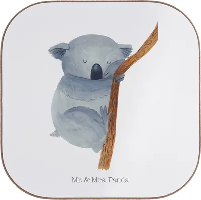 Produktbild von Mr. & Mrs. Panda Untersetzer für Gläser Koalabär - Weiß - Geschenk, Koala, Lustige Sprüche, Holzuntersetzer, Tischuntersetzer, Coaster, Tassenuntersetzer, Traumland, Bär