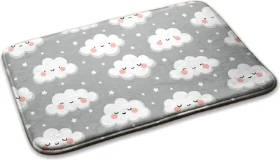 Produktbild von Teppich Kinderteppich Schlafzimmer Modern - 90 cm x 60 cm - Wolken Mit Sternen