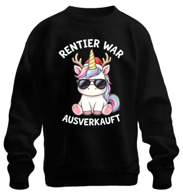 Produktbild von Rentier t Einhorn Weihnachten Weihnachtsmütze Sweatshirt Pullover, Schwarz, S