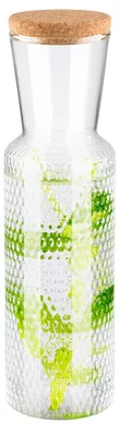 Glaskaraffe Dots, 0,9 l, mit Korkdeckel, 27 cm