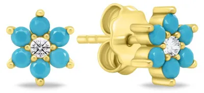 Immagine prodotto di Affascinanti orecchini placcati in oro con zirconi turchesi EA846YTQ