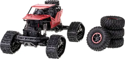 Zdjęcie produktu dla KIK KX6967 RC auto 2v1 Rock Crawler 4x4 - pásy i kola,1:16, 2,4 GHz, červené