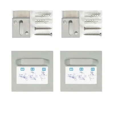 Produktbild von Selbstklebendes Befestigungsset Bilderhalter Haftbleche - 2x Halter 70x70mm + 2x Z-Haken