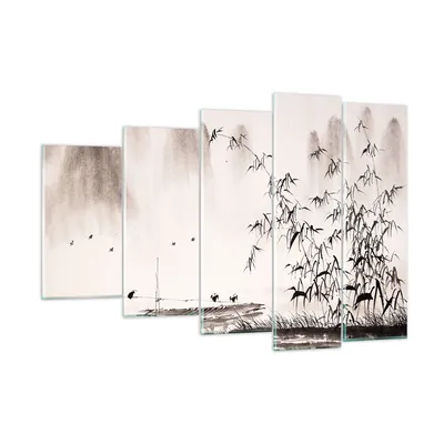 Produktbild von Bilder auf glas - Bambus schwarz China - 150x100cm - Glasbilder - Wandbilder - Kunstdruck - zum Aufhängen bereit - Wanddekoration aus Glas - Glas Bilder - Wandbild auf Glas - 5 Teile - GEG150x100-3116