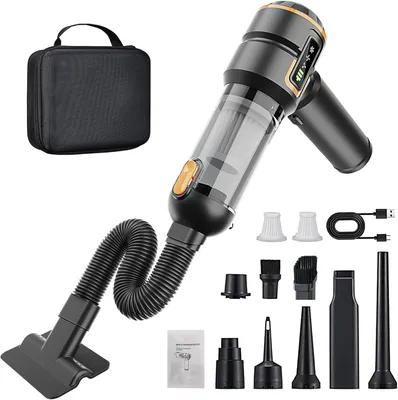 Produktbild von Handstaubsauger Akku Kabellos 23000Pa Auto Staubsauger Stark Mini Staubsauger für Auto, PC, Haus, Küche, Ritzen, HEPA Filter, Luftpumpe