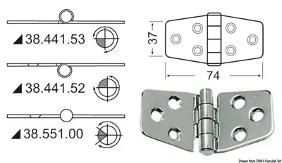 Obrázok produktu pre Záves s centrálnym čapom 74 x 37 mm Osculati 38.551.00