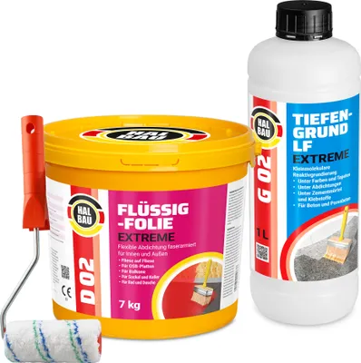 Produktbild von Flüssigfolie 7kg Balkon Bad Farbroller 10cm Tiefengrund Abdichtung Außen Innen H206