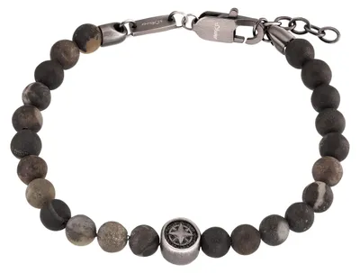 Produktbild von s.Oliver Herren Armband 2034934 Edelstahl IP Gun mit Jaspis-Kugeln grau
