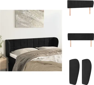 Produktbild von vidaXL Kopfteil mit Ohren Schwarz 147x23x78/88 cm Samt -  Kopf- & Fußenden