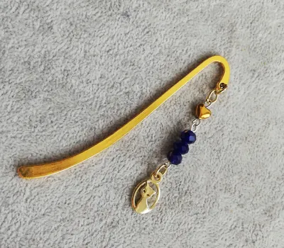 Produktbild von Goldenes Lesezeichen Katze Herz Hämatit Geschenk