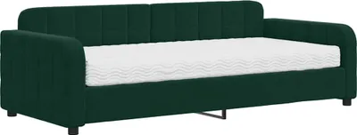 Imagen del producto de Cama de día vidaXL con colchón, color verde oscuro, 90x200 cm, tapizada en terciopelo