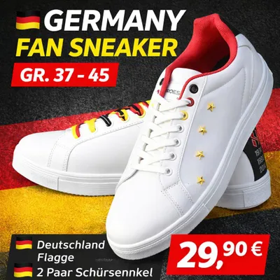 Produktbild von Weiße Sneaker Damen Herren Turnschuhe Sportschuhe modisch bequem Germany Tennis Freizeit Sport Gr. 39