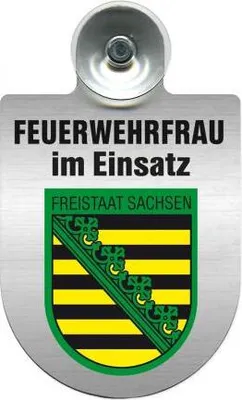Produktbild von Einsatzschild incl. Saugnapf - Feuerwehrfrau im Einsatz - 309473 - incl. Regionen nach Wahl Color - Region Freistaat Sachsen