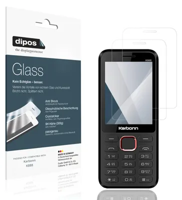 Produktbild von 2x Schutzfolie für Karbonn K888 - Anti-Shock 9H Folie dipos Glass Kunststoffglas