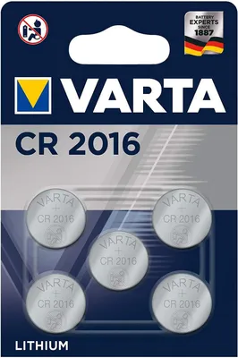 Produktbild von VARTA Lithium Knopfzelle, Batterie CR 2016, IEC CR2016, ersetzt auch DL2016, 3V 5er Blister