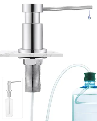 Produktbild von Einbau-Seifenspender für die Küche, Spülmittelspender mit Edelstahlmuttern, Edelstahl-Seifenspender mit 300-ml-Flasche und 1,25 m Verlängerungsschlauch, Kupfer-Seifenspender mit Chromoberfläche