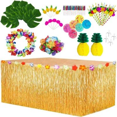 Productafbeelding van Tropische Hawaiiaanse slingers - Luau-bloem - Hawaï-halsketting - Armband voor strandthemafeesten - Gastgeschenken