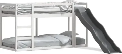 Zdjęcie produktu dla Łóżko Piętrowe Ze Zjeżdżalnią I Drabinką, Białe, 90X200 Cm
