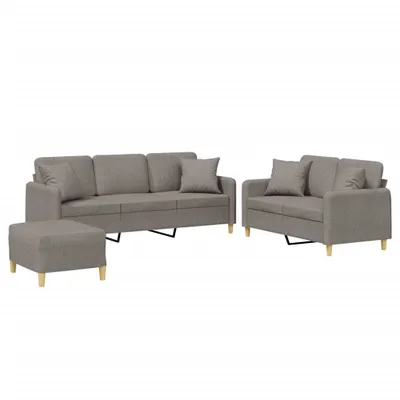 Produktbild von vidaXL 3-tlg. Sofagarnitur mit Kissen Taupe Stoff