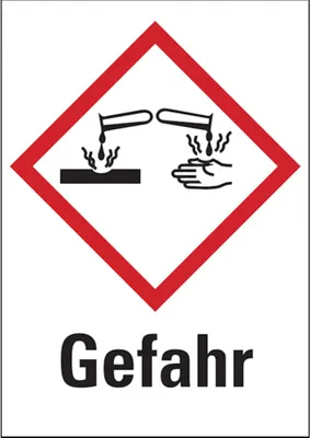 Produktbild von Dreifke® Gefahrstoffetiketten - Ätzwirkung (GHS05) Signalwo - 52x74 mm Folie ...