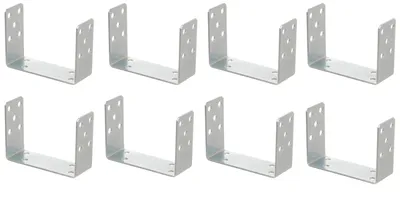 Produktbild von Aqbau 8er Set U-Pfostenträger zum Aufschrauben 160 mm –Pfostenanker aus verzinktem Stahl 4 mm, Bodenanker für Holzpfosten, für Zaun, Pergola, Terrasse