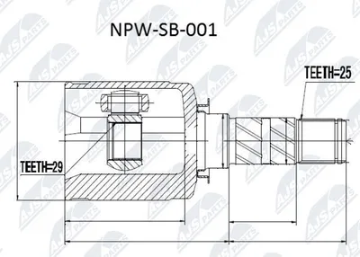 Produktbild von NTY Gelenksatz Antriebswelle Vorne Links Vorne Rechts Getriebeseitig für SUBARU FORESTER (SH) NPW-SB-001