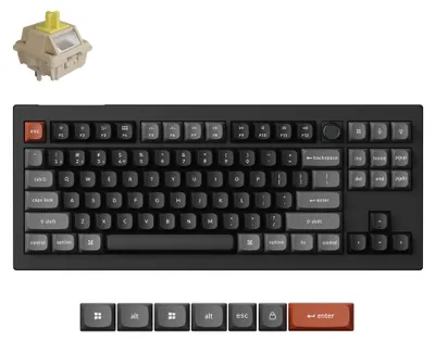 Immagine prodotto di Tastiera meccanica wireless Keychron V3 Ultra 8K QWERTY US completamente assemblata con manopola / Nero / Switch Keychron Silk POM - Banana