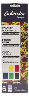 Immagine prodotto di Pebeo Setacolor set di colori coprenti per tessuti 6 x 20 ml