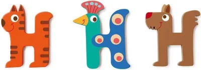 Produktbild von Holzbuchstabe H für Kinderzimmer – Bunte Dekoration mit Tiermotiv