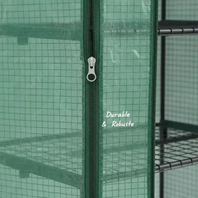 Image de Serre de jardin - Serre pour balcon avec 5 étagères - Structure en acier - Film PE amovible - 69 x 49 x 193 cm - Vert
