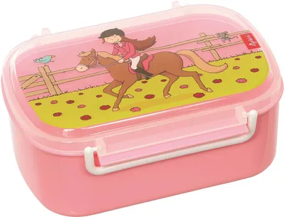 Immagine prodotto di sigikid Brotzeitbox Gina Galopp, Brotbox, Brotdose, Butterbrotdose, Vesperdose, Kinder, Kunststoff, Rosa, 25006